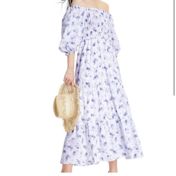 LoveShackFancy Dresses & Skirts - Love Shack fancy women's small white floral maxi dress tiered target purple doen
